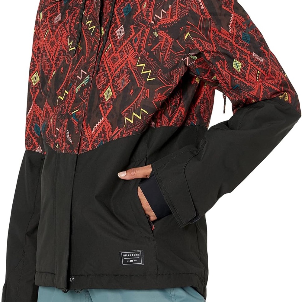 Billabong Akira Snow Jacket Red and Black Patterned Jacket